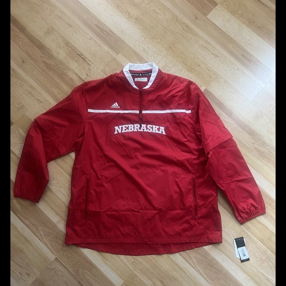 Adidas Men's Red Nebraska Windbreaker College 2XL NCAA NEW
